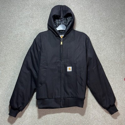 Carhartt Herren Large Black Active Jacket Hooded Quilted Workwear Zip Coat