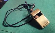 Vintage Original Official Military or Police Solid Brass Whistle Works Good Loud