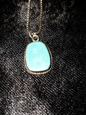 Turquoise Sterling Silver Pendant and sterling silver box chain necklace