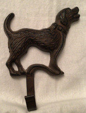 Vintage Cast Iron Dog Wall Hook /Dog Leash Holder 6  tall