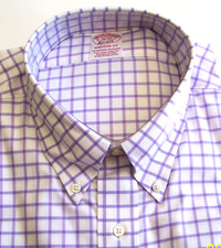 Brooks Brothers dress shirt 18 35 check pima cotton nwt 114 l