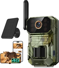 4G LTE Cellular Trail Camera with Solar Panel, 1080P Full HD Game Cameras, Live 