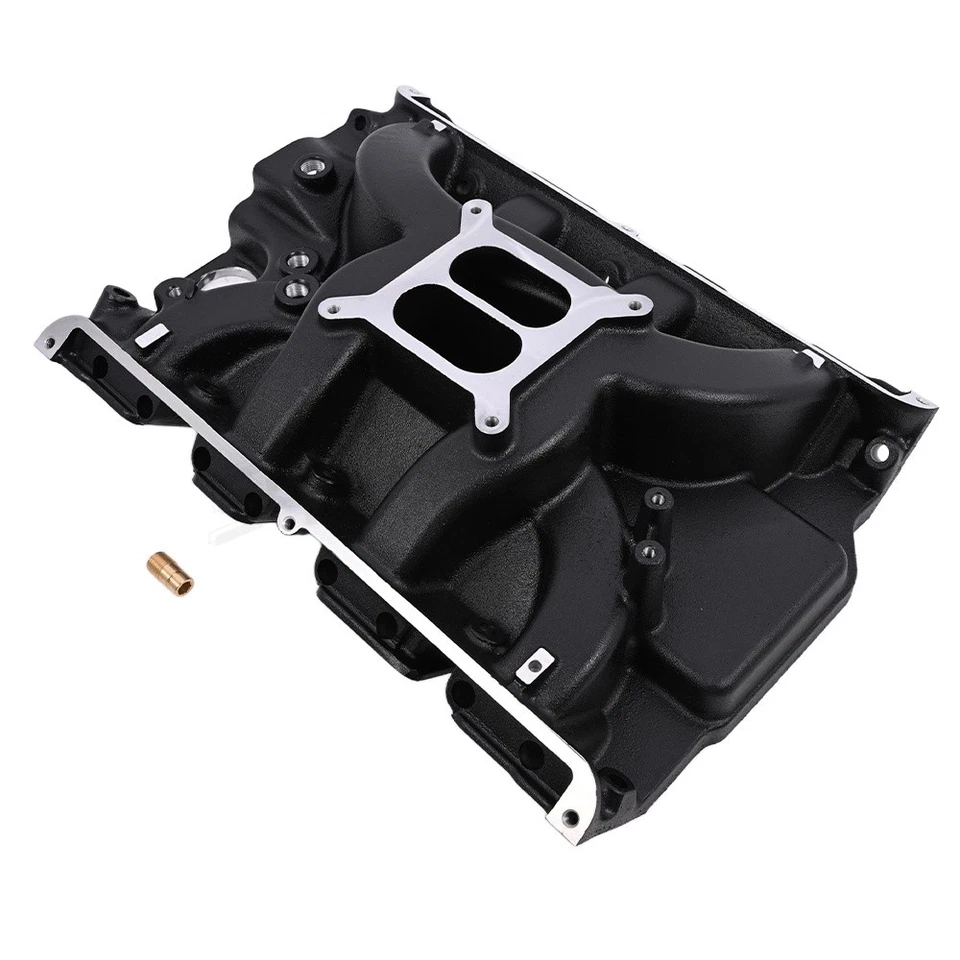 Colector de admisión para Ford FE 390 406 410 427 NEGRO aluminio plano doble R1148 Foto 4 de 4