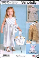 8850 UNCUT Simplicity Sewing Pattern Girl Dress Jumpsuit Basket Stuffed Top OOP