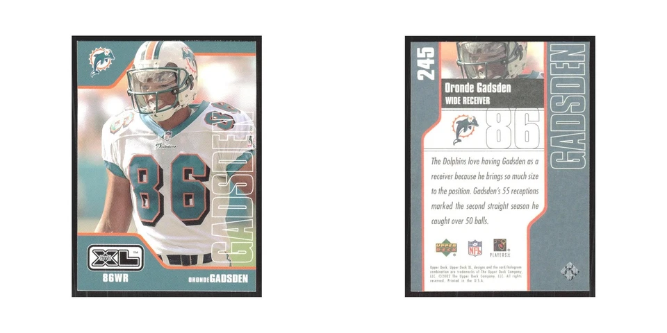 2002 Upper Deck XL Oronde Gadsden Dolphins #245 - Image 3 of 3