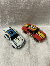 Set Of 2  HO Slot Car #46 & #91 Lot Ford Thunderbird Nascar  Red White T-Bird