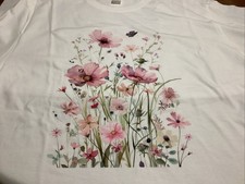 Women's XL Short Sleeve White Cotton Crew Neck Stylish T-Shirt