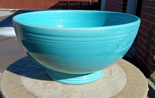 Vintage Ware Fiesta Turquoise Footed Large Bowl 11" Genuine 1930-40s fiesta HLC