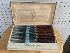 Washington Forge Steak Knife Set of 6 w/Original Box & Deer Stag Handle