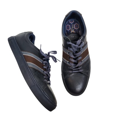 TED BAKER Shoes Mens 11 Blue Leather Lace Up Peppah Stripe  display picture 2