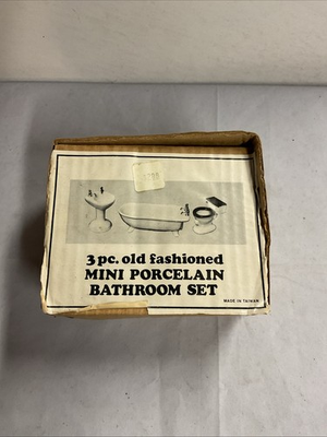 #ad #ad Three Piece Old Fashioned Mini Porcelain Bathroom Set Dollhouse Vintage $11.99