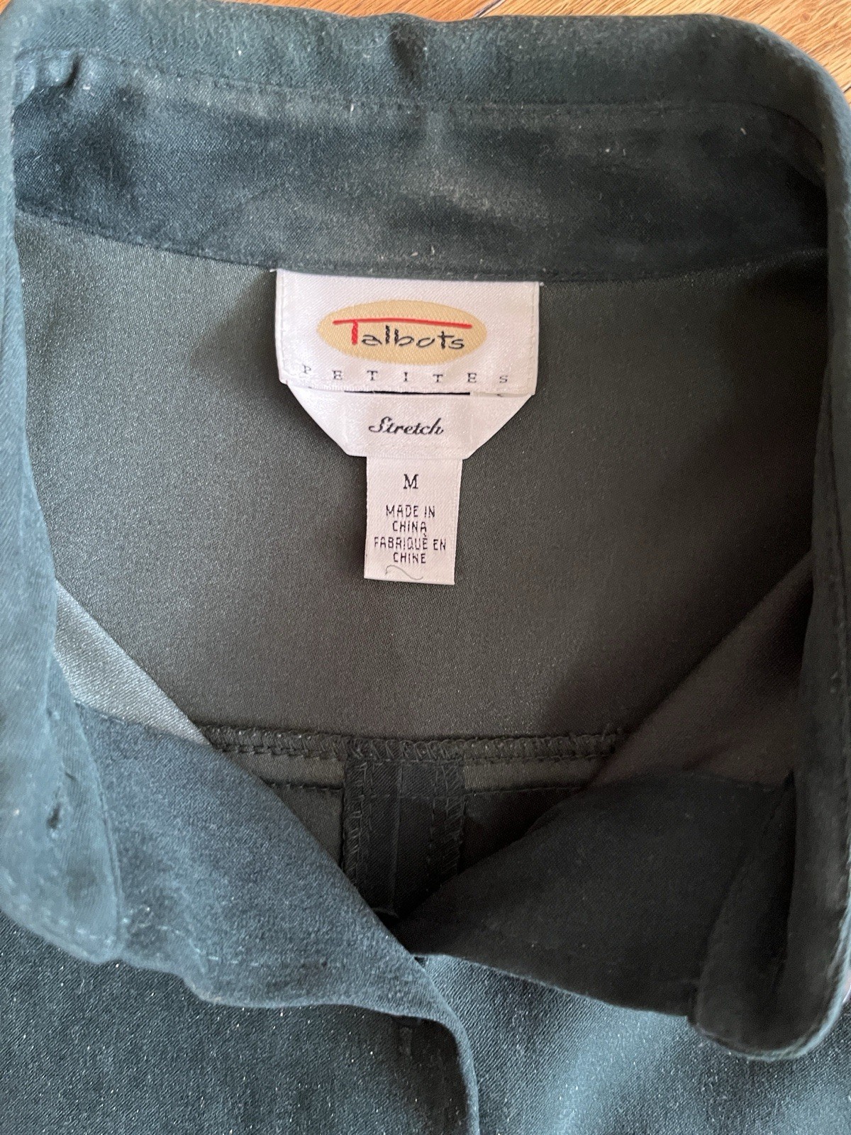 Talbots Stretch Button Down Collared Blouse Dark … - image 4