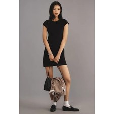  Maeve By Anthropologie Cap-Sleeve Slim Fit Mini Dress Black Size Small NWOT
