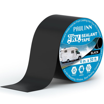 Butyl Sealant Waterproof Tape, 4 Inch X 50 Foot RV Roof Repair Tape Black, UV &