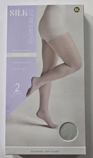 SILK IMPRESSIONS 2-pk PANTYHOSE soft silver 20 DENIER shimmer SHEER (XL)