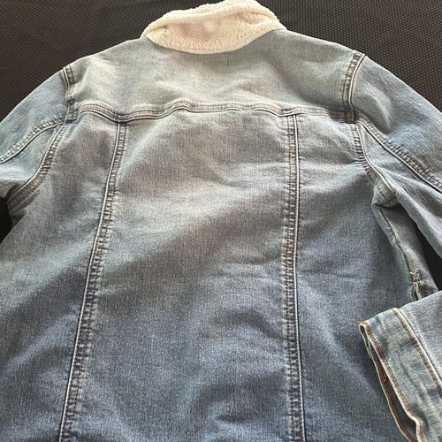 Girls Star Wars Rebel Club Faux Sherpa Collar Denim Trucker Jean Jacket Sz 10/12 - Picture 8 of 13