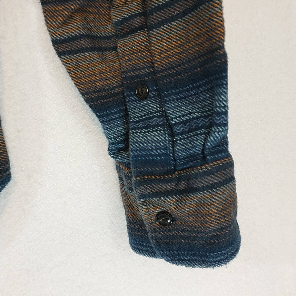 FAHERTY Blue Orange Button Up Flannel Organic Cot… - image 8