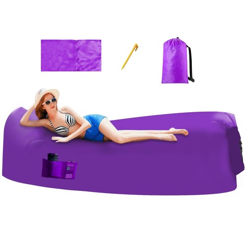 Inflatable Lounger Air Sofa Hammock Lazy Couch for Camping Outdoor Picnics Beach