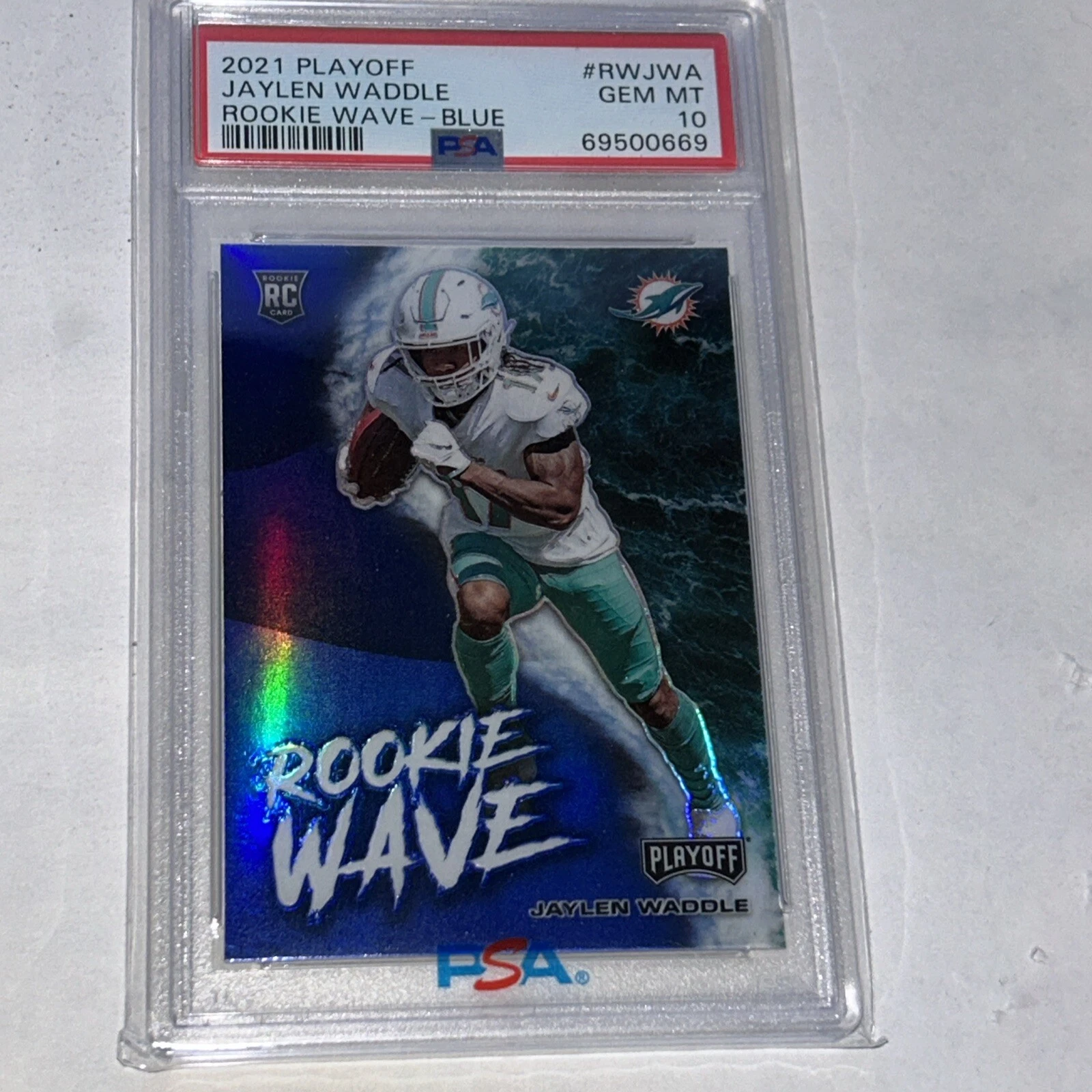 Jaylen Waddle Panini Playoff Rookie Wave #RWJWA Blue