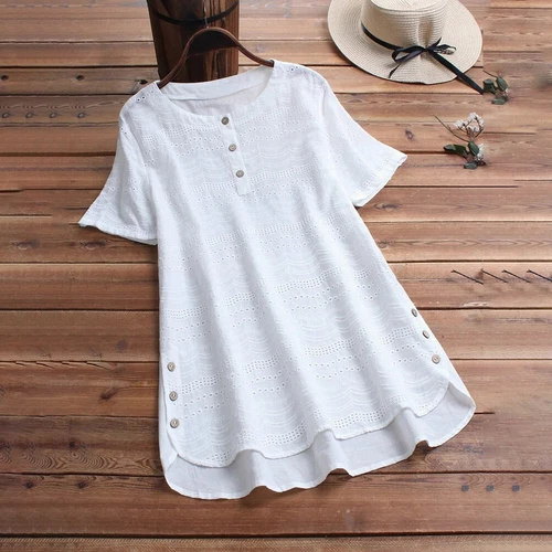 Plus Size Women Tunic Ladies T Shirt Summer Casual Short Sleeve Blouse Tee Tops - Picture 7 of 14