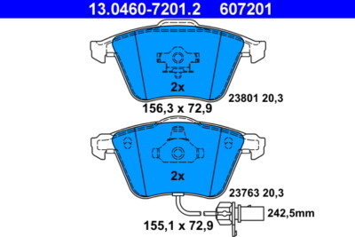 ATE 13.0460-7201.2 Brake Pad Set, disc brake for AUDI,SEAT