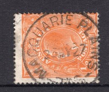 Tasmania nice MACQUARIE PLAINS 1927 postmark on &frac12;d KGV orange stamp