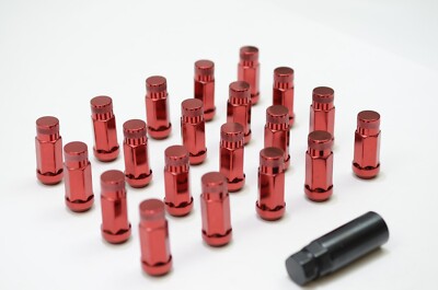 1320 Close end Steel lug nuts 12x1.5 red color 48mm length 20pcs Extended