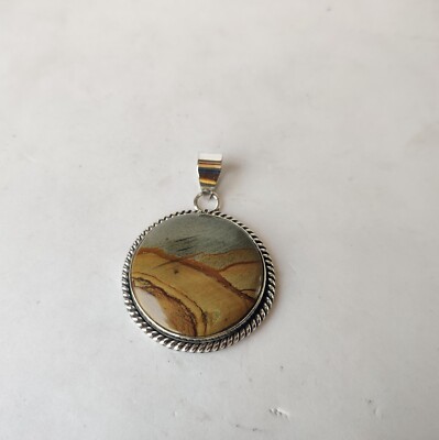 Nice Picture Jasper Gemstone Pendant 925 Sterling Silver Free Shipping Pendant