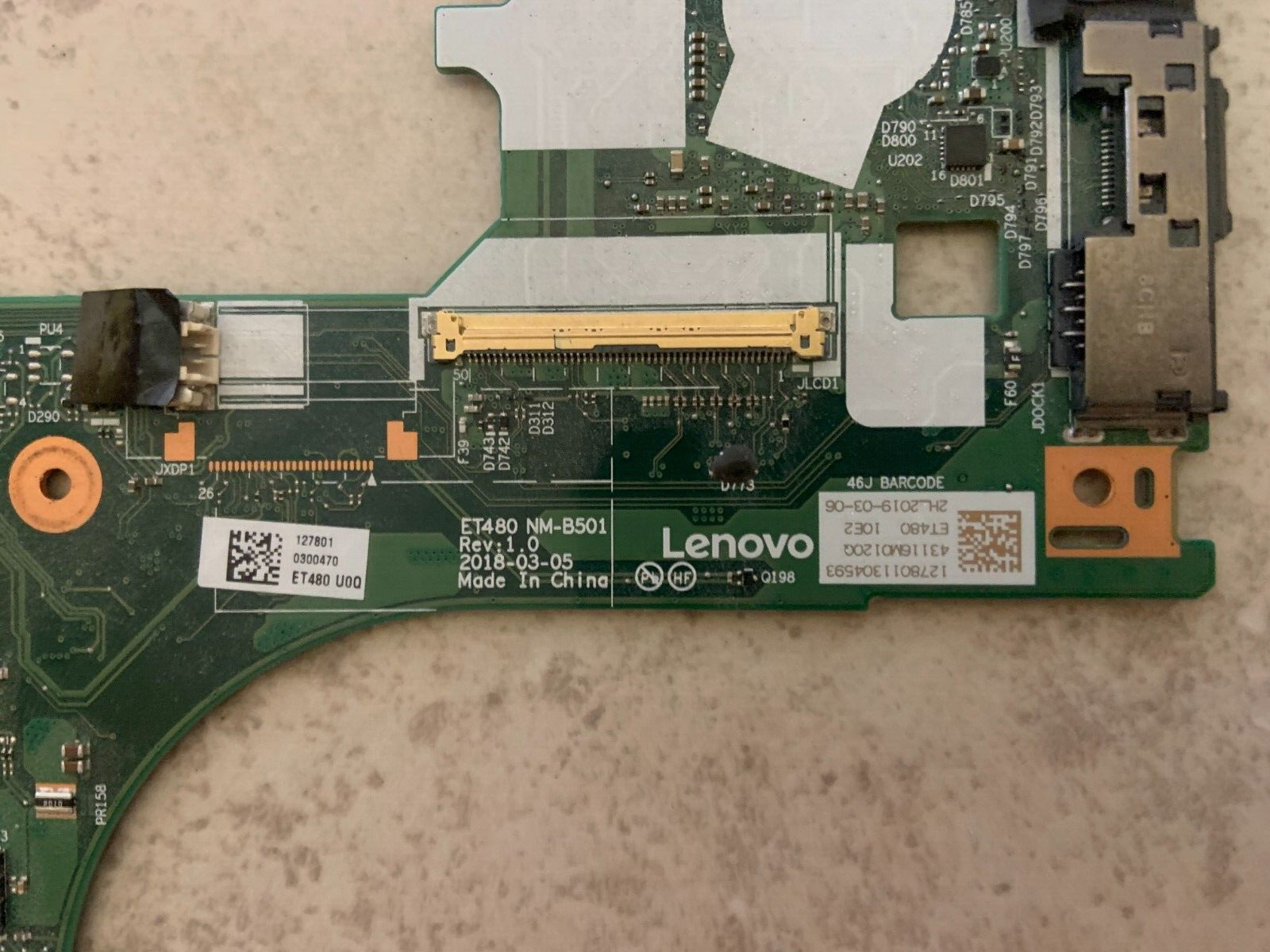 Lenovo ET480 NM-B501 i5-8250U 1.6GHz Motherboard 01YR336 Logic Board ...
