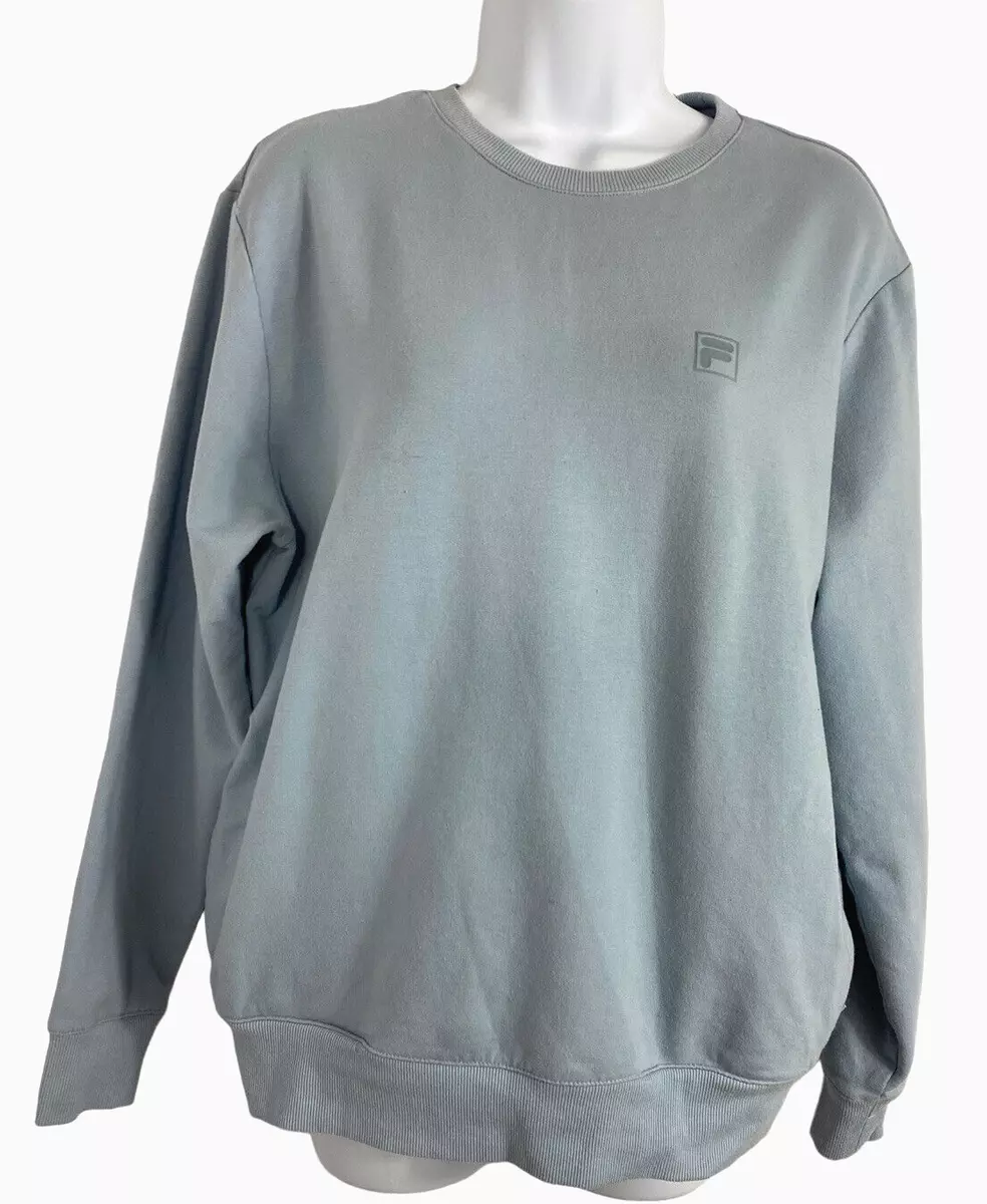 Women's FILA Crewneck Sweatshirt Sz L Blue Fog Side Seam Pockets