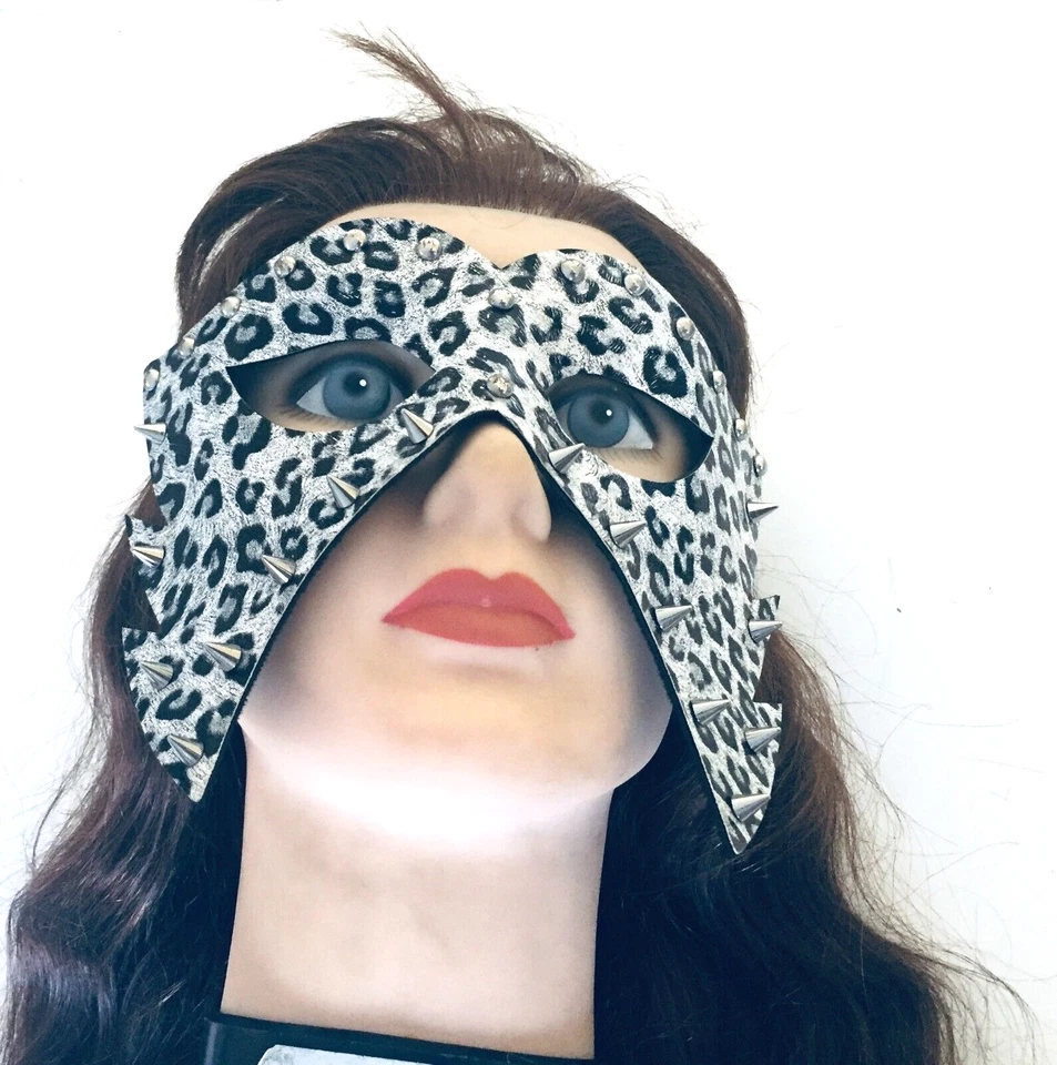 Mascarada Halloween Máscara de Ojos Cuero Fauk Estampado Animal con Tachuelas y Puntas Foto 4 de 4