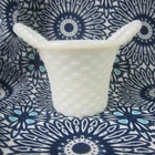 Vintage White Milk Glass Toothpick Holder Basket Weave John Kemple Glassworks