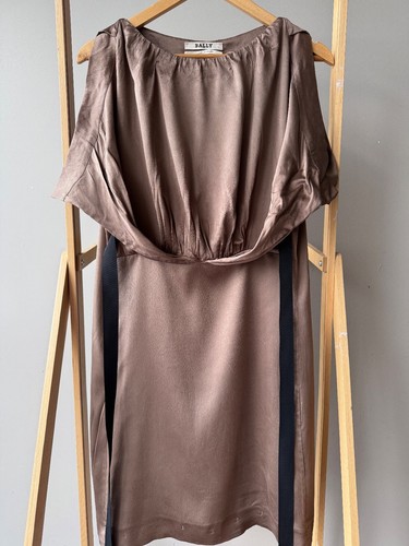 Bally silk cocktail dress made in Italy brown small usa 6 'duties included'
