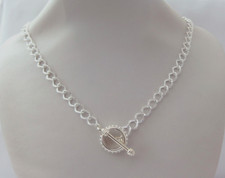 Silver Plated textured chain Toggle Clasp Necklace