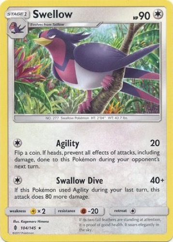 4 x Swellow (Guardians Rising 104/145) - Rare