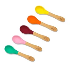 Avanchy Baby Organic Bamboo Toddler Feeding Spoon, Set 5 Pack