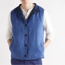 $600 XL Peter Millar Crown Crafted Journeyman Blue Navy Linen Vest Reversible