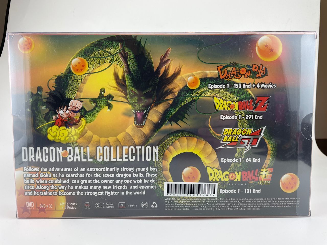 ANIME, DRAGON BALL COMPLETE SAGA, 64 DVD, 639+3 EPISODES, ENG-AUDIO, 12  BOXES