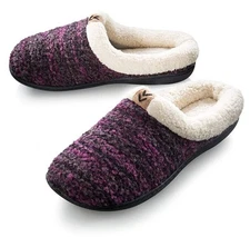 Pupeez Womens Knitted Fleece Lined Clog Slippers Warm House Shoe