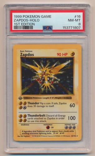 Zapdos (1st Edition) graded PSA 8 for sale on eBay