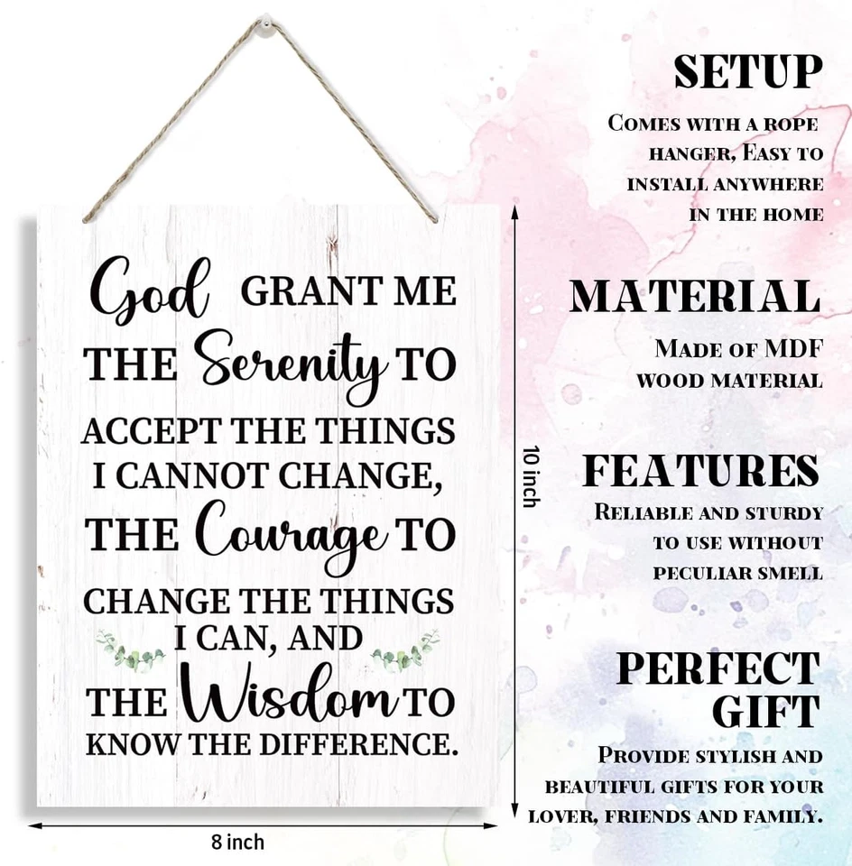 Rustic Serenity Prayer Wall Art - Inspirational Wooden Sign for Home Office - Image 3 of 4