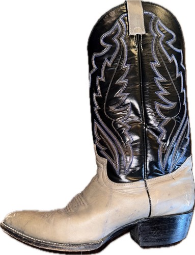 Diamond J Justin Cowboy Western Leather Boots Grey Black 7203 Mens Size 8 D - Picture 7 of 10