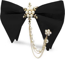 Oversized Bow Ties for Men, Adjustable Bow Tie Pre-Tied Bowties Pearl Decoration