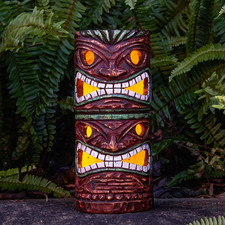 Solar Tiki Statue Outdoor Decor-Garden Large Tiki Statue-Solar Totem Pole Tiki B