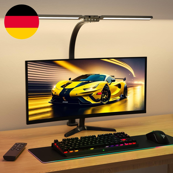 Sibrille Doppelkopf Schreibtischlampe Led Dimmbar, 22W 80CM Klemmbare Tageslicht-image