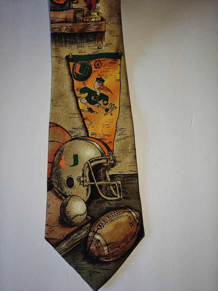 University Of Miami Hurricanes University Sports Tie 100% Silk 4"x 59" Long - Image 4 of 4