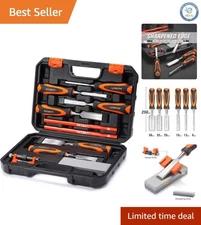 Complete 10-Piece Wood Chisel Set in Deluxe Storage Case with Accessories
