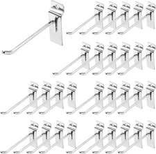 30Pcs 4 Inch Silver Slatwall Panel Hooks Heavy Duty Slat Wall Hanging Display...