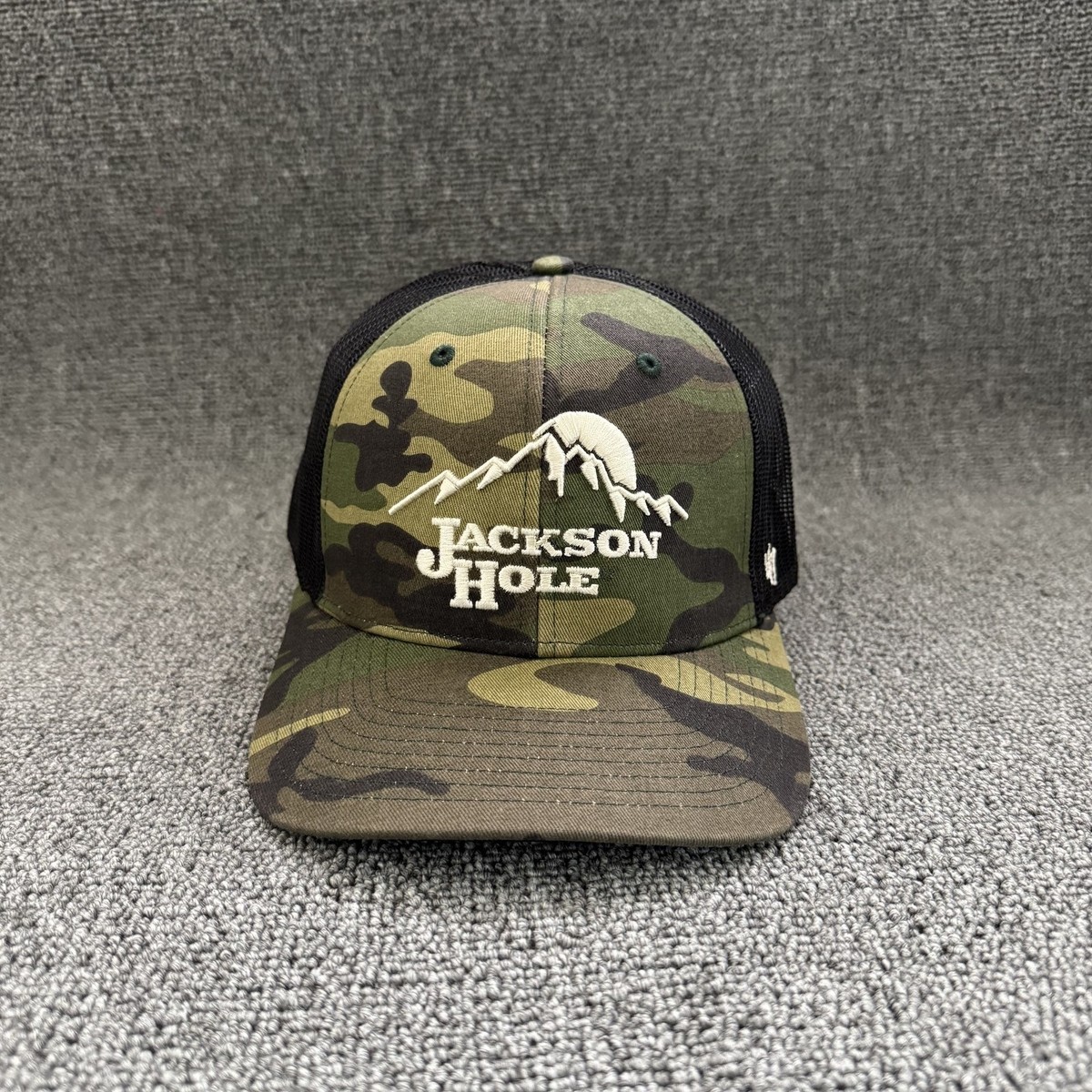 '47 Brand Jackson Hole Trucker Snapback Camo Black Mesh Back Hat OSFA