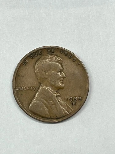 1933-D Lincoln Wheat Cent Penny VG "Coin Pictured is the Coin you will Receive"